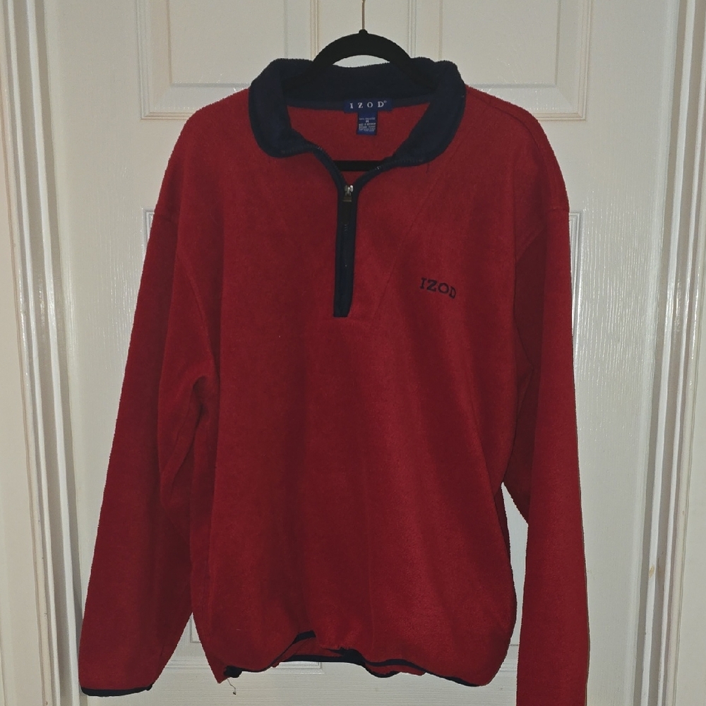 IZOD Men's Red Fleece‎ Quarter Zip Pullover